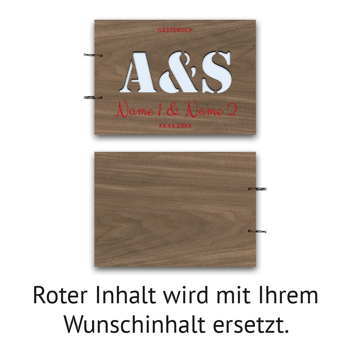 Personalisiertes Hochzeit Gästebuch A4 - Initialen als Stanze