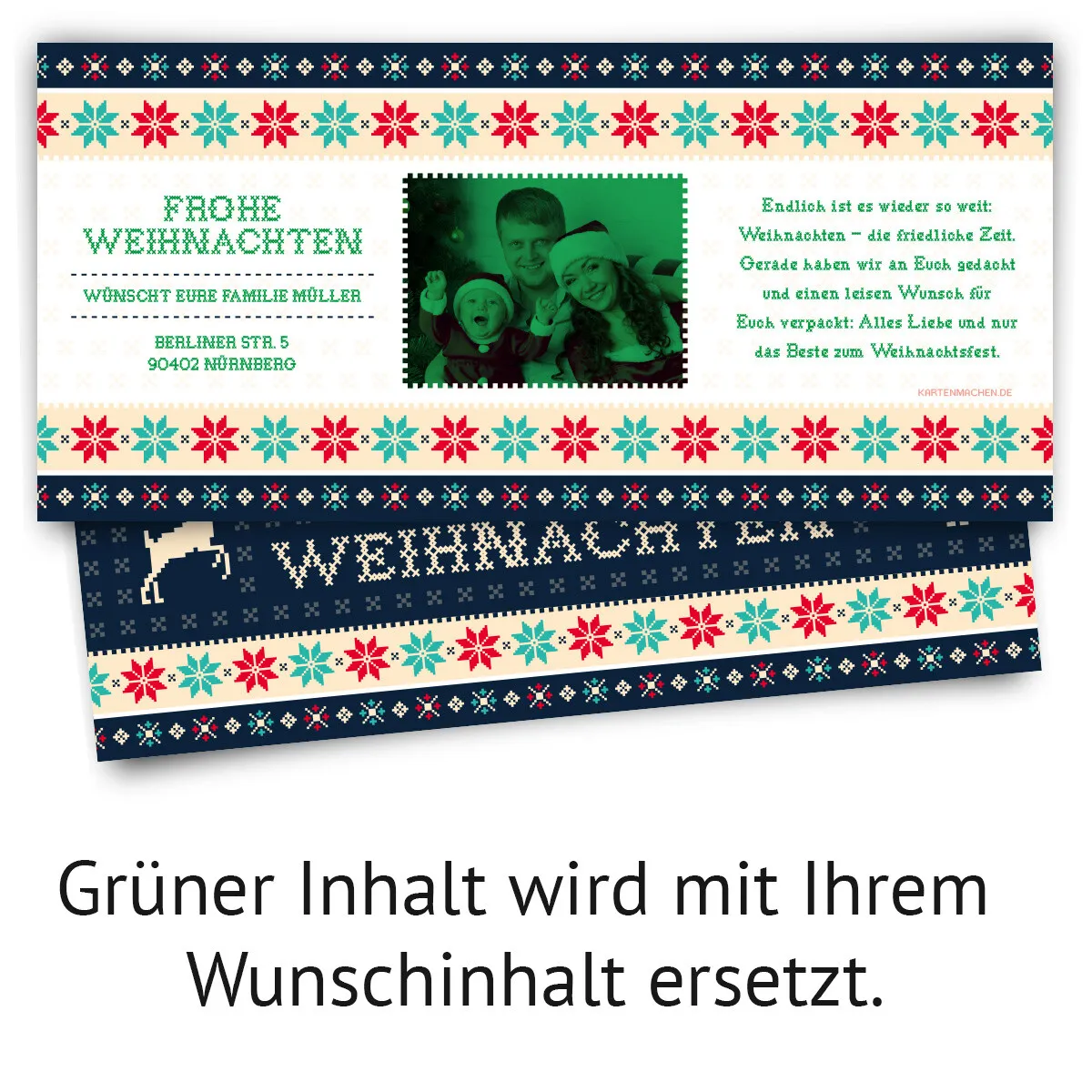 Weihnachtskarten - Weihnachtspullover in Blau