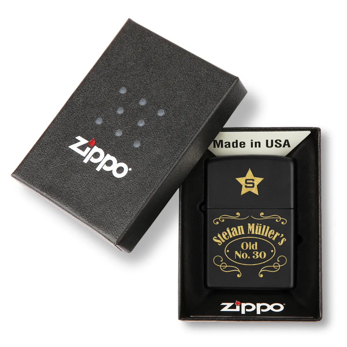 Zippo Sturmfeuerzeug Mattschwarz - Old No.