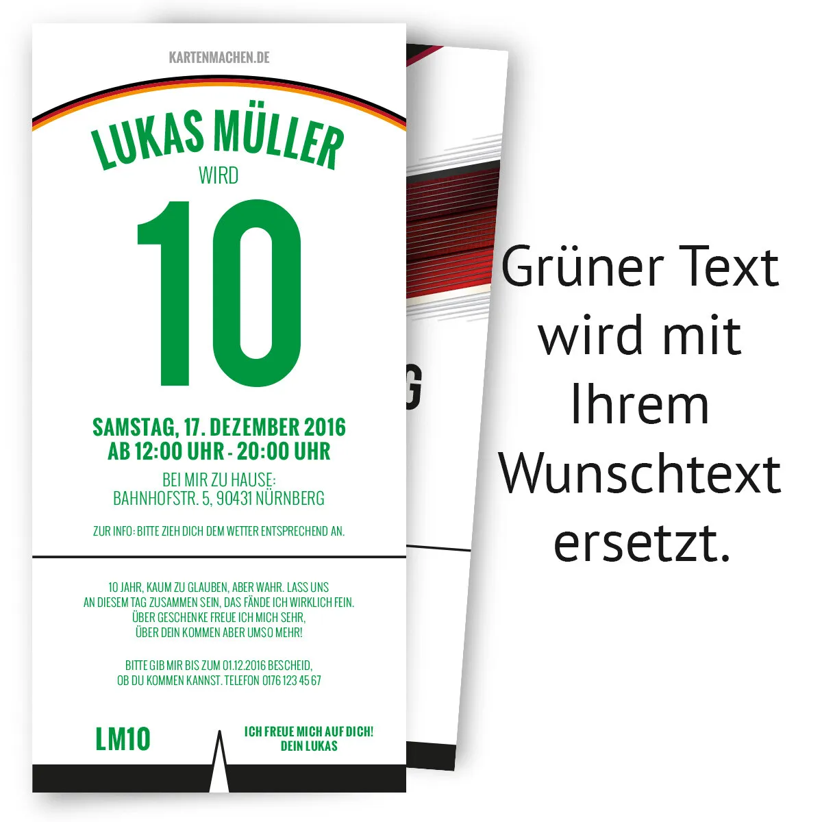 Einladungskarten zum Kindergeburtstag als Deutschland Trikot