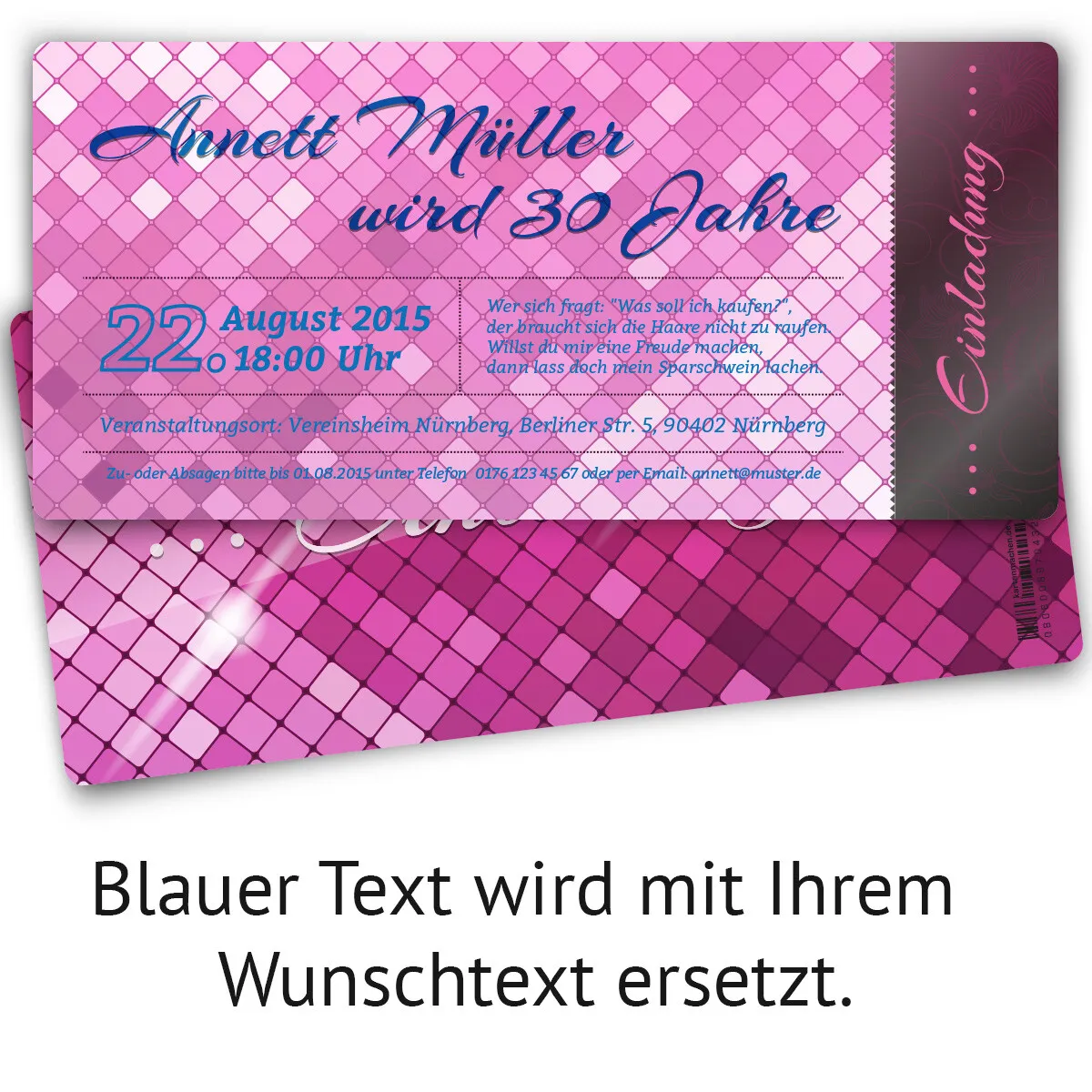 Geburtstag Partyeinladungskarten - Glamour in Pink