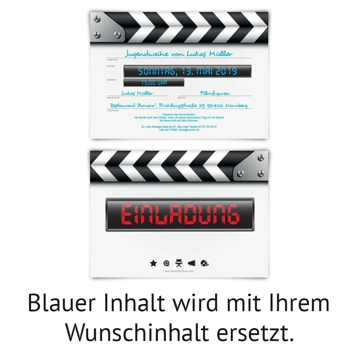 Jugendweihe Einladungskarten - Filmklappe