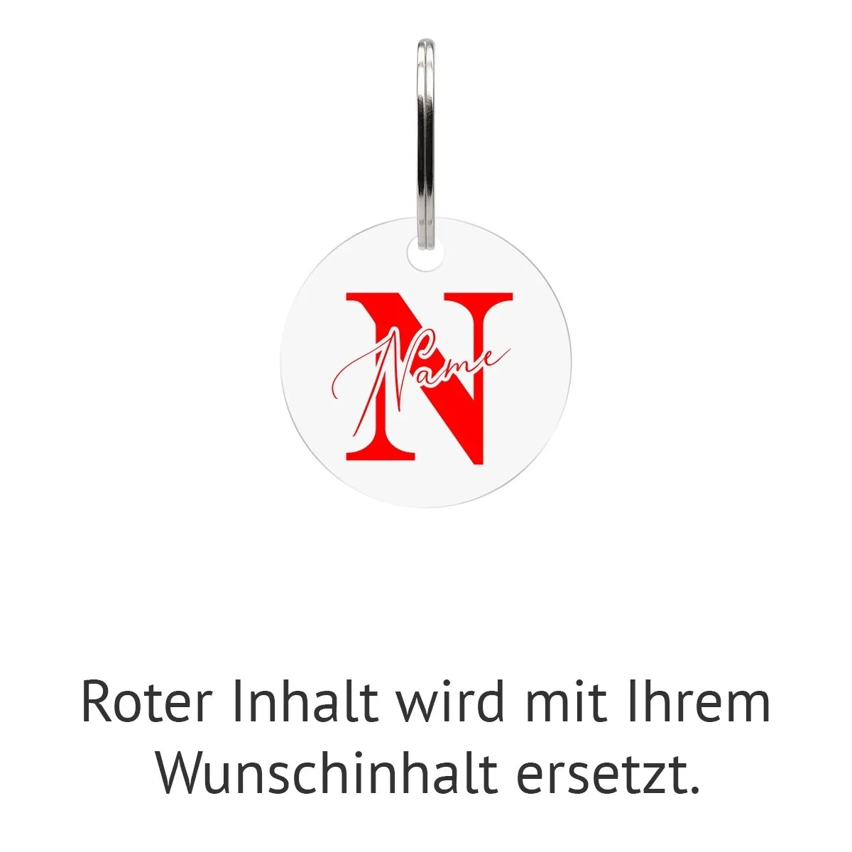 Personalisierter Acrylglas Schlüsselanhänger als Kreis - Elegante Initialen