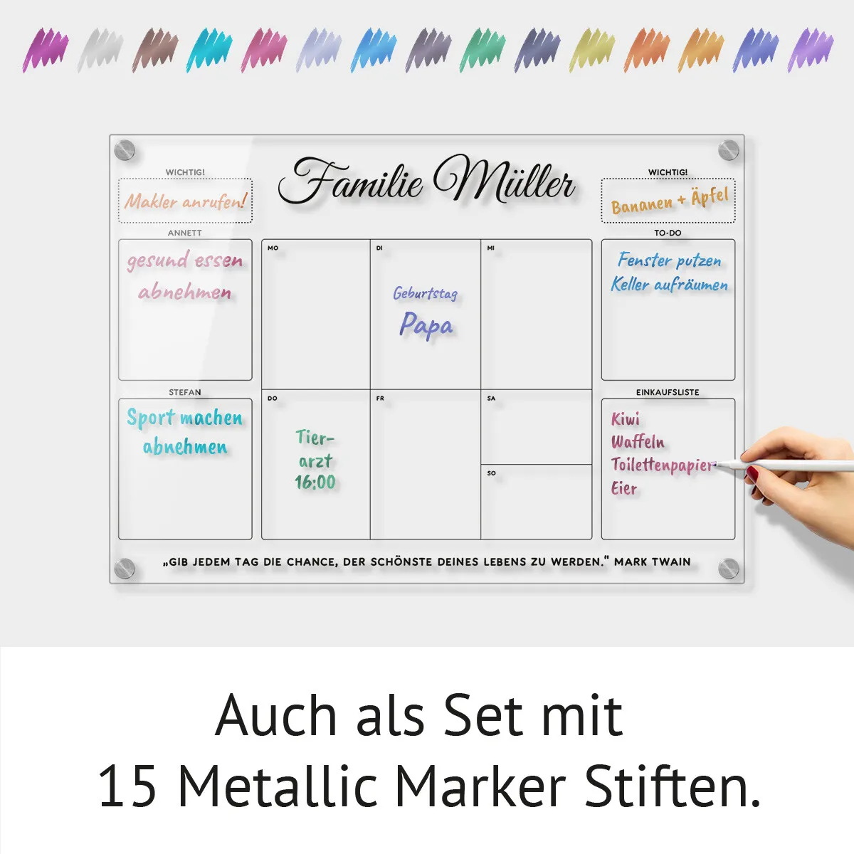 Personalisierter Acrylglas Kalender - Wochenplaner