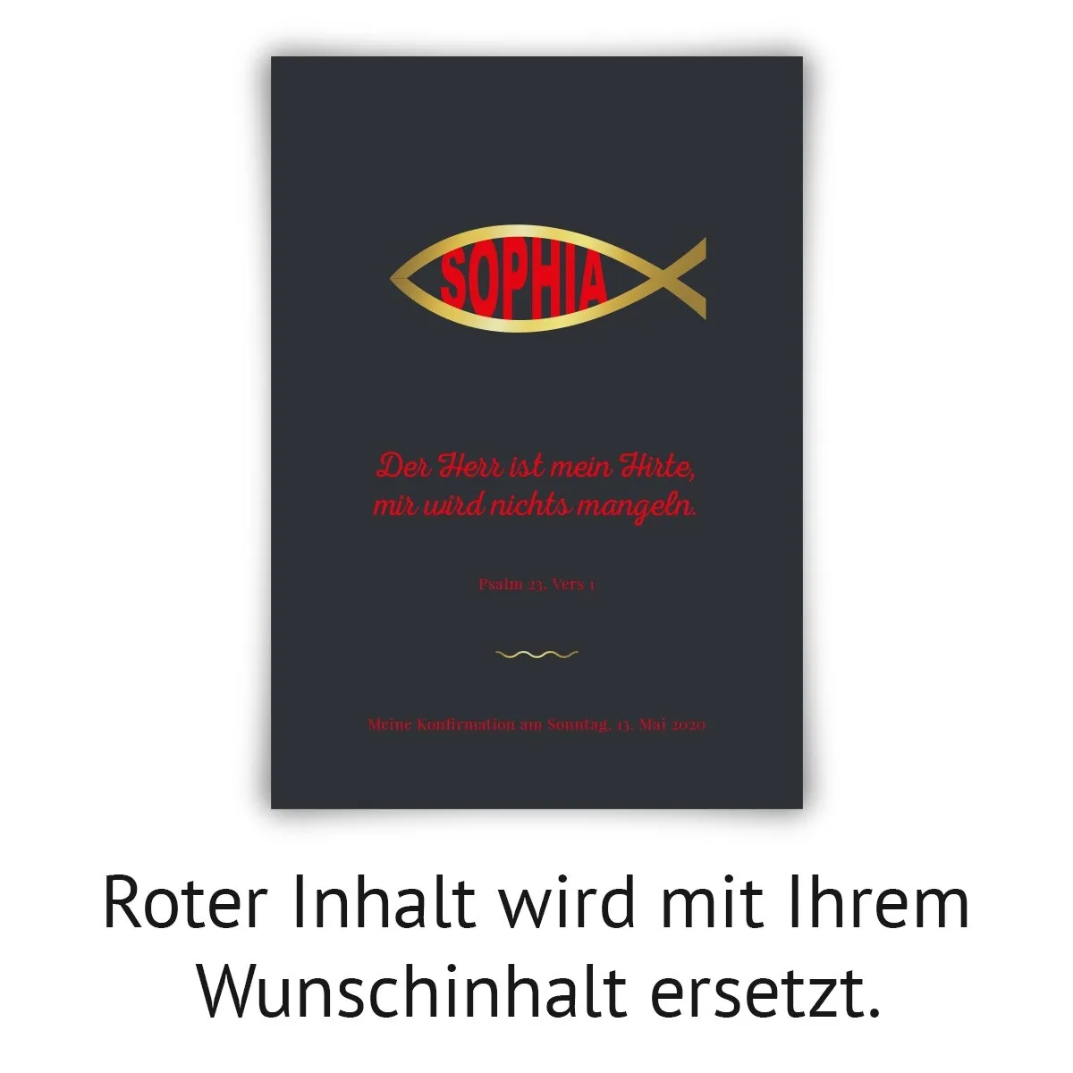 Personalisiertes Kunstdruck Poster mit Heißfolienprägung - Moderner Jesus Fisch