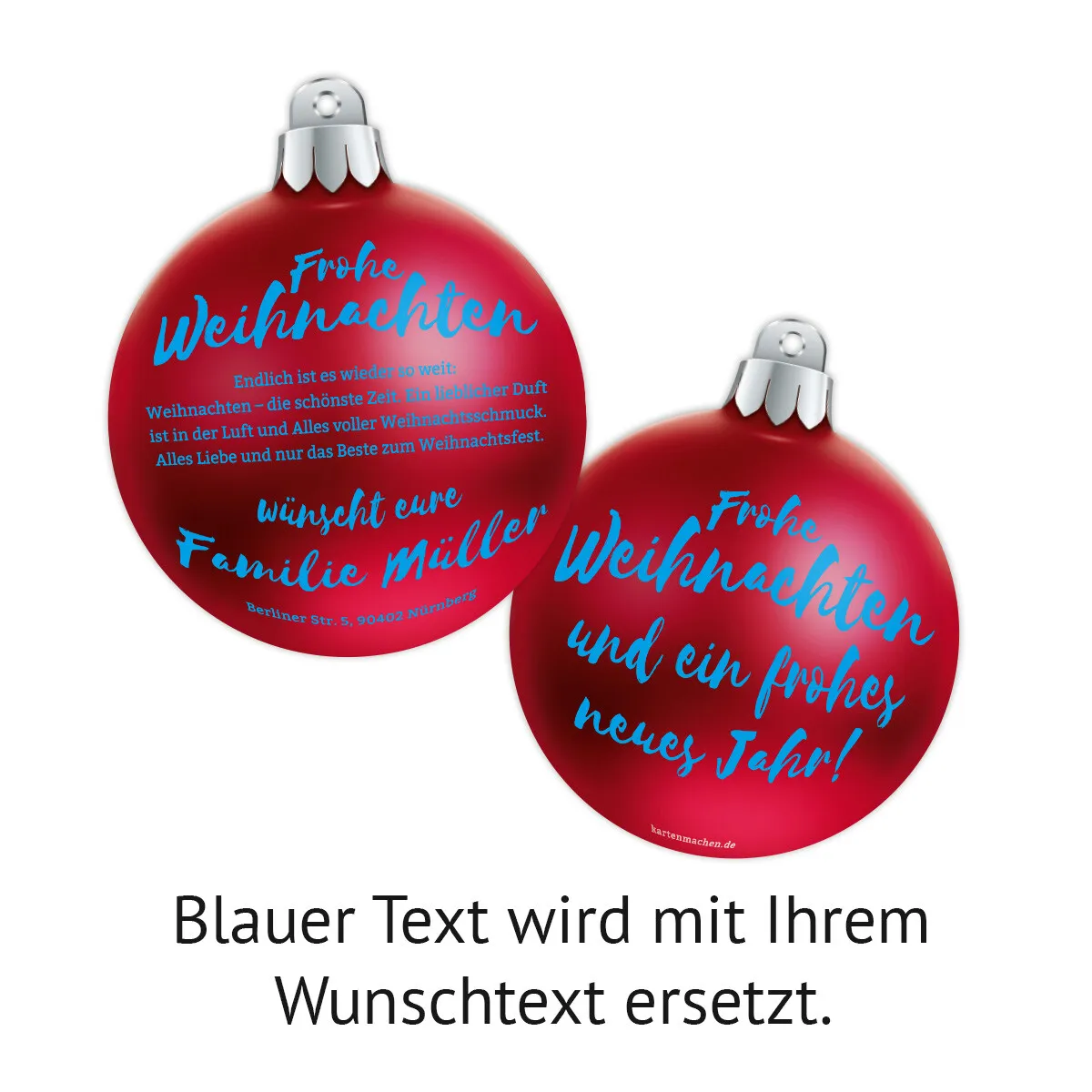 Weihnachtsdeko Grußkarten - Weihnachtskugel Fotoreal in Rot