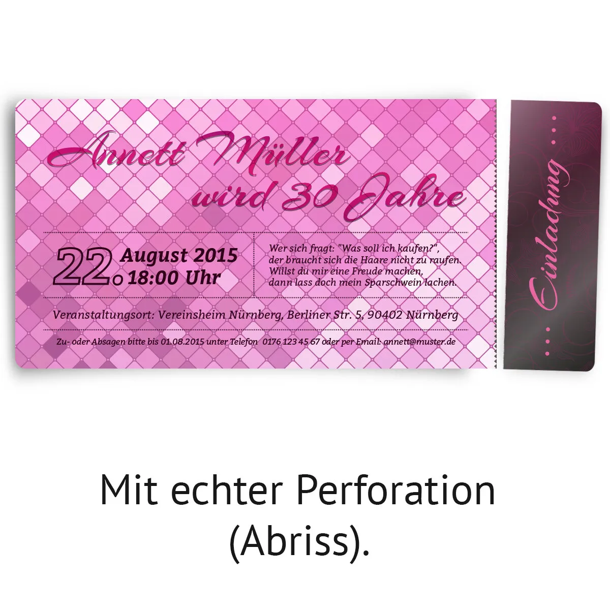 Geburtstag Partyeinladungskarten - Glamour in Pink