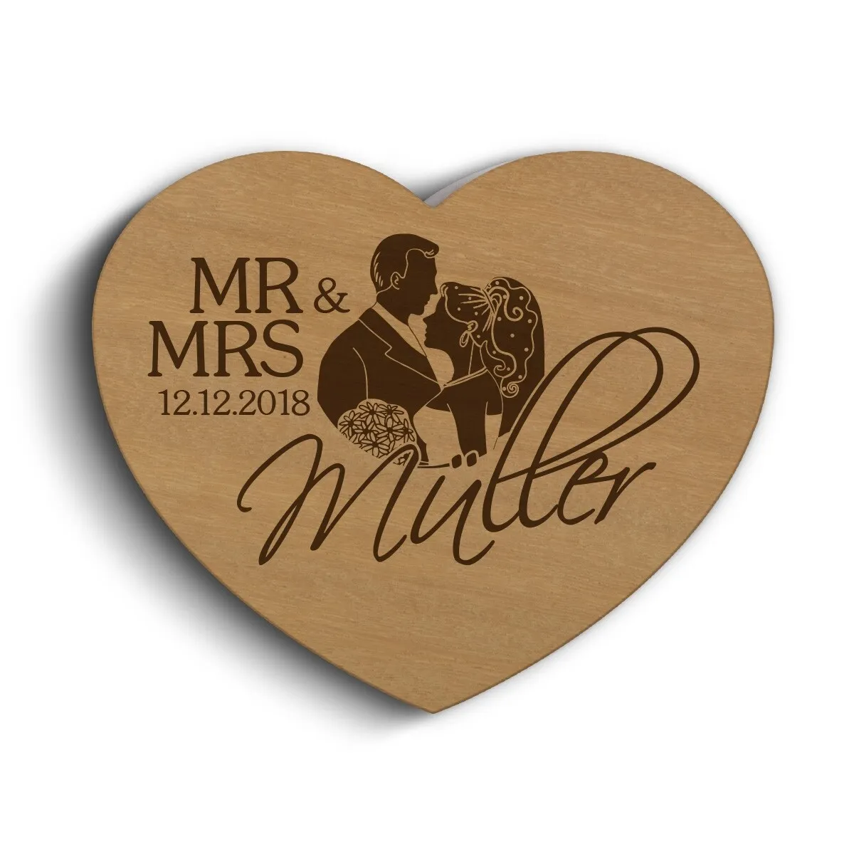 Hochzeit Herz Ringbox Garapa Holz - Mr & Mrs