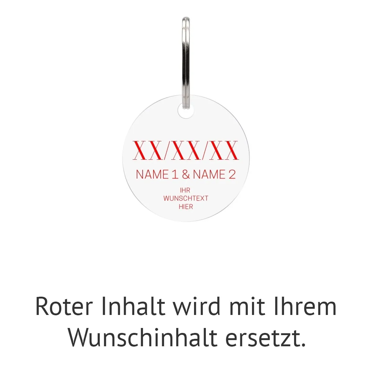 Personalisierter Acrylglas Schlüsselanhänger als Kreis - Schönster Tag