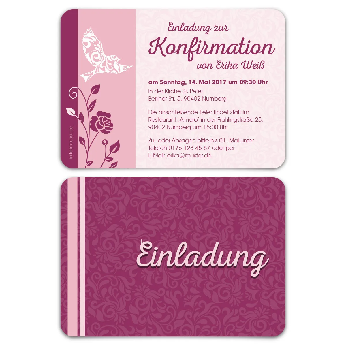 Einladungen Konfirmation - Friedenstaube