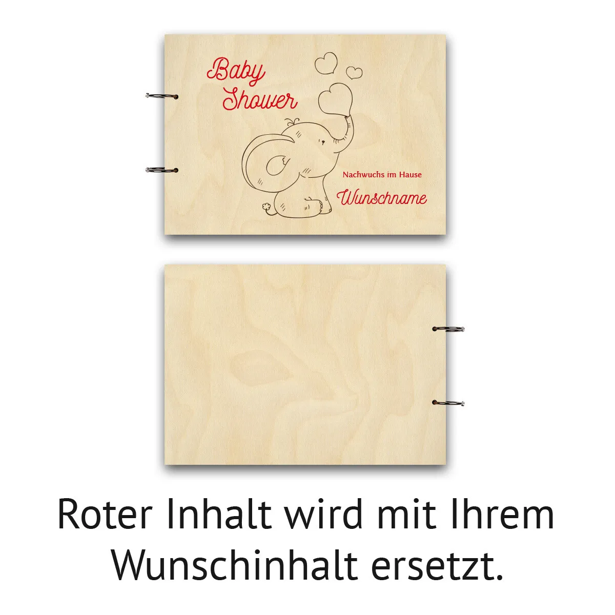 Personalisiertes Geburt Fotoalbum A4 - Herz-Elefant