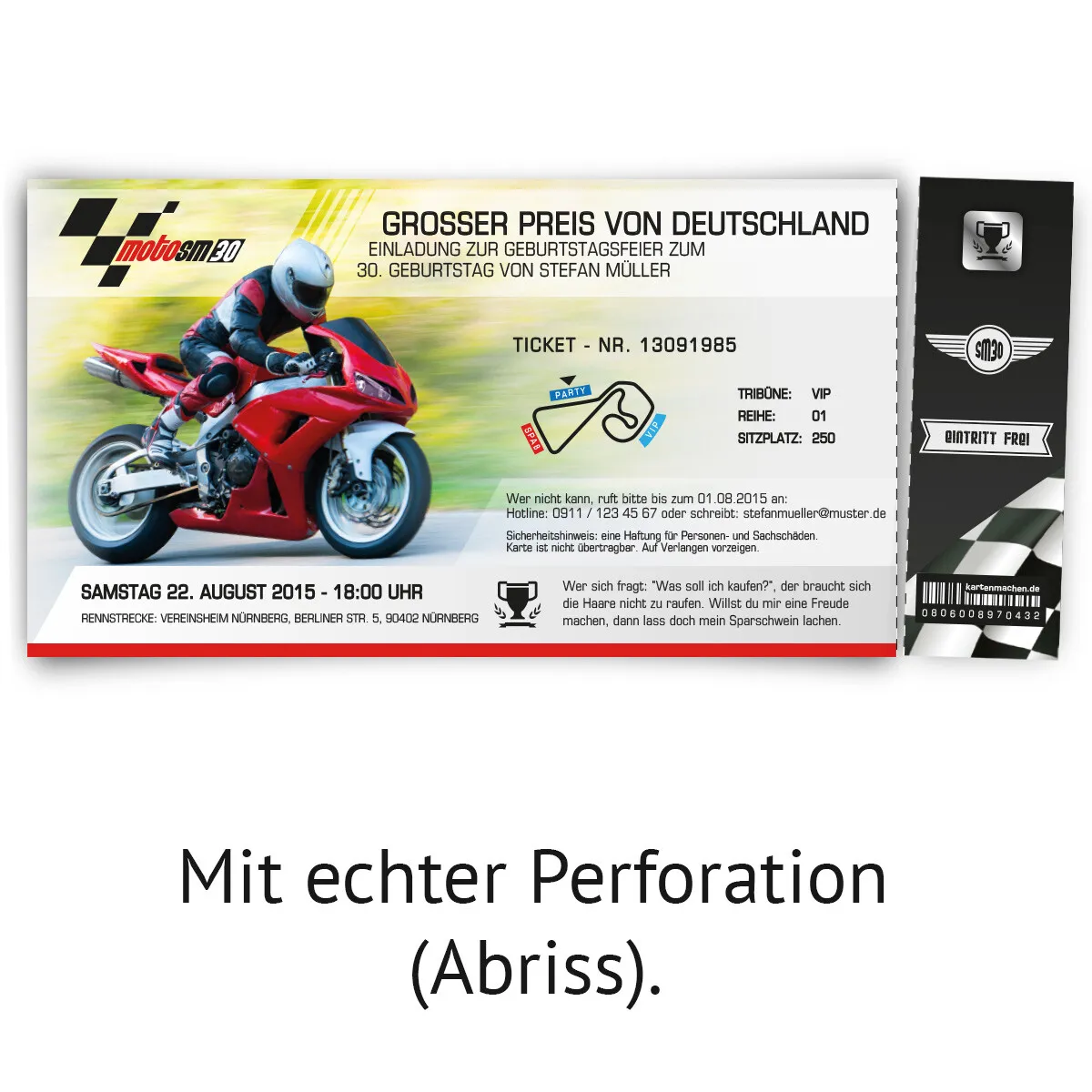 Einladungskarten - Motorrad Rennen