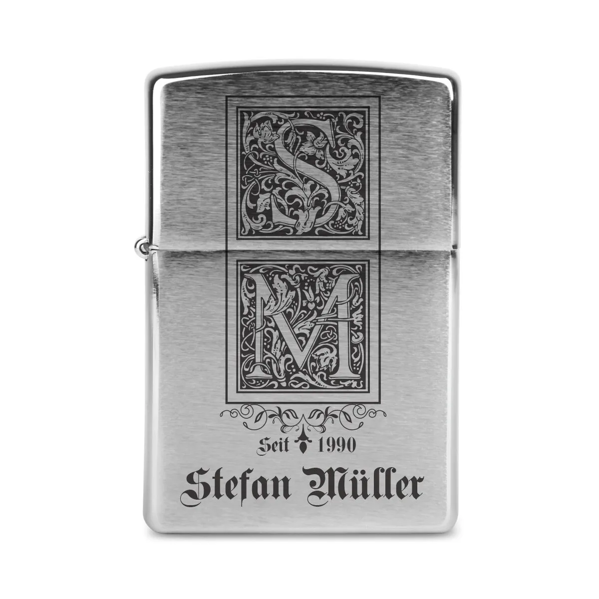 Zippo Sturmfeuerzeug Chrom - Verzierte Initialen