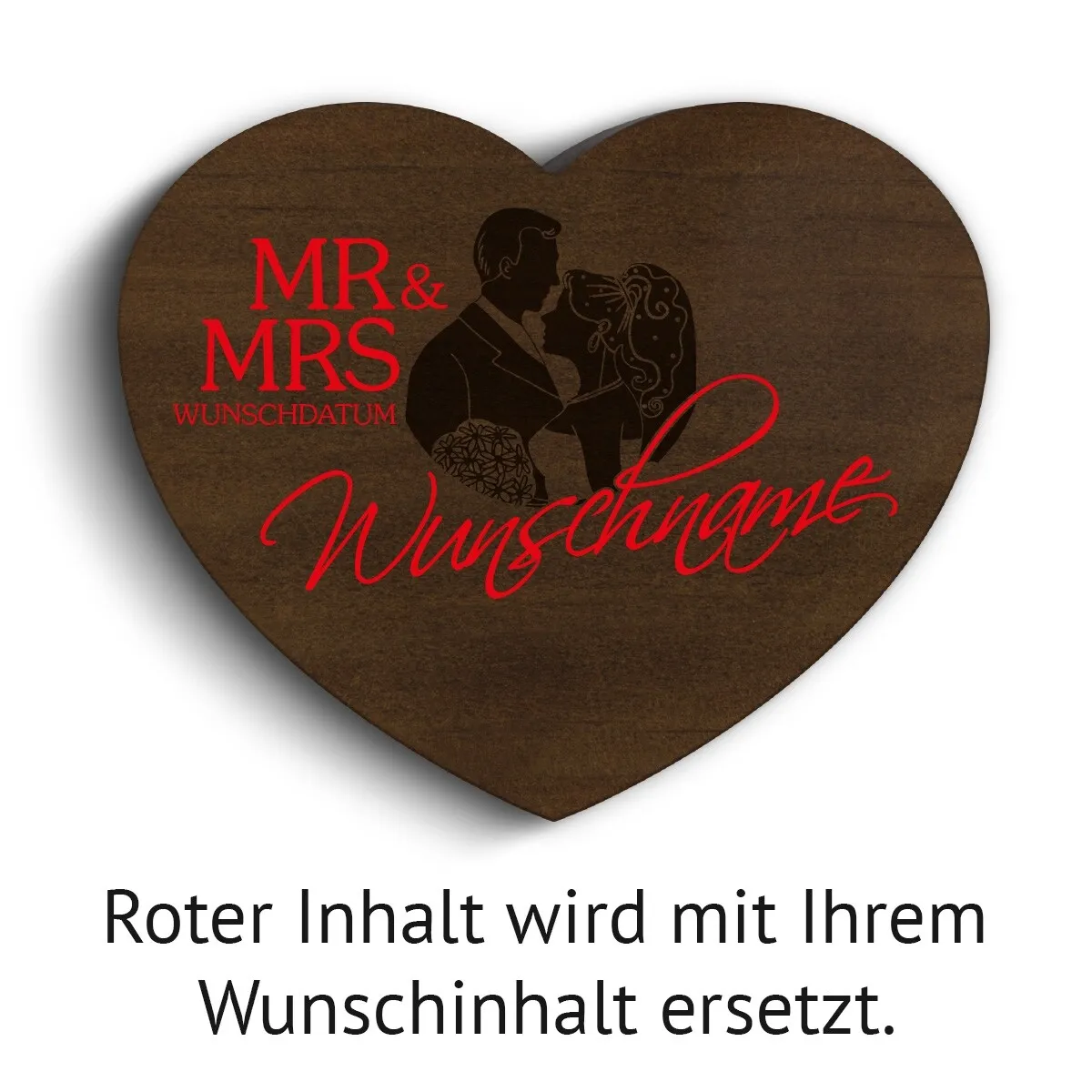 Hochzeit Herz Ringbox Kebony Holz - Mr & Mrs