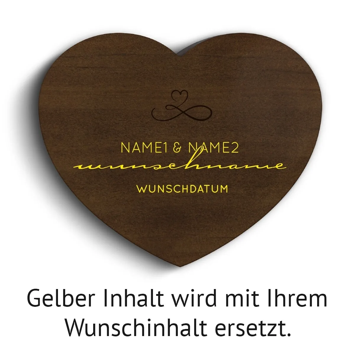 Hochzeit Herz Ringbox Kebony Holz - Schwungschrift