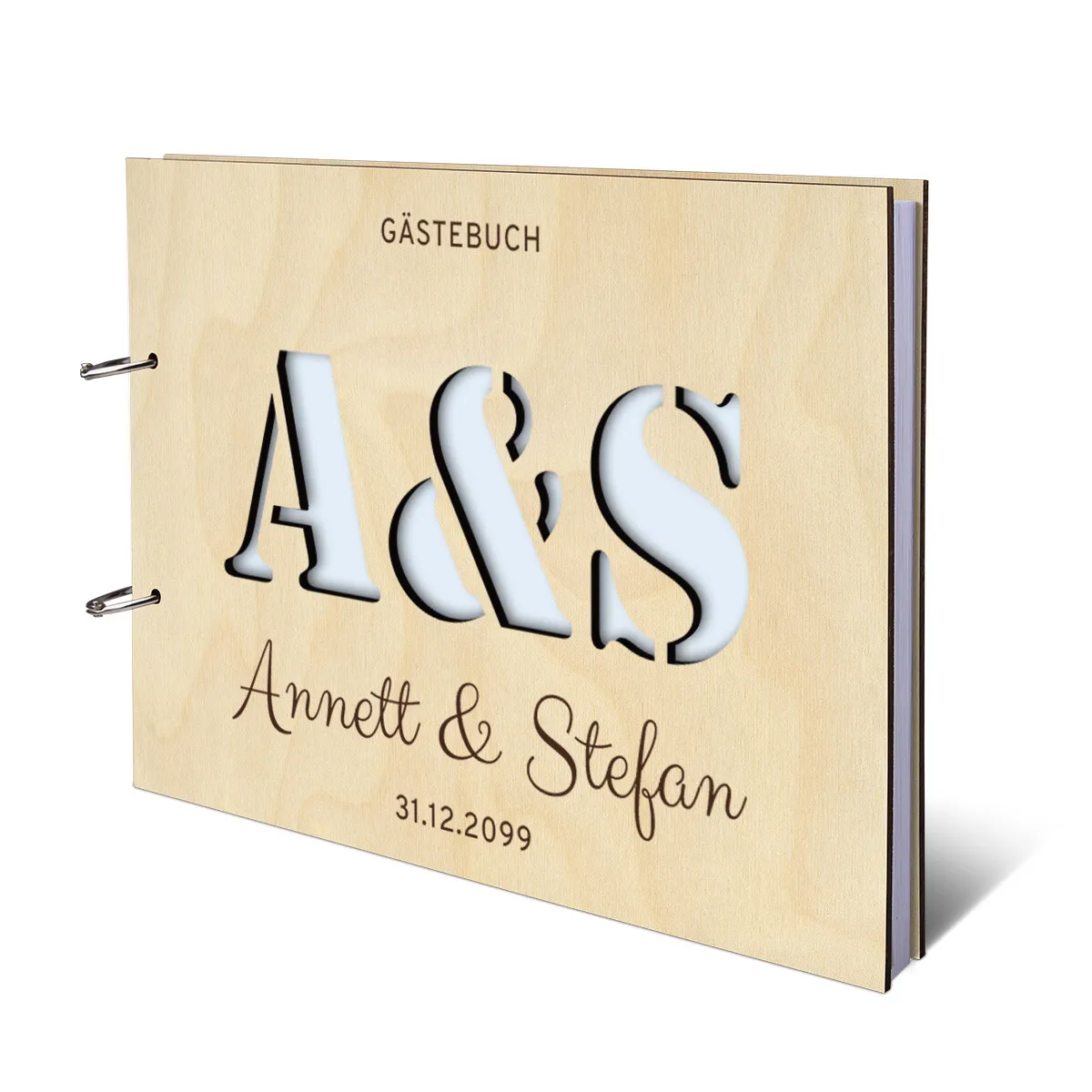 Personalisiertes Hochzeit Gästebuch A4 - Initialen als Stanze