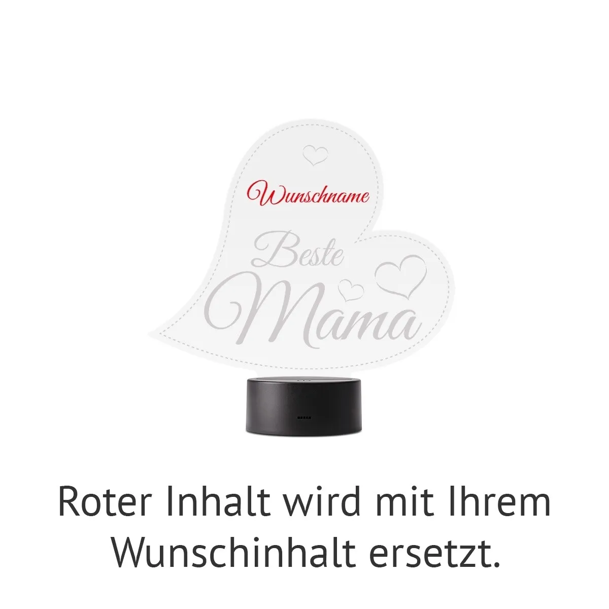 Acrylglasschild LED-Lampe personalisiert - Herz Beste Mama