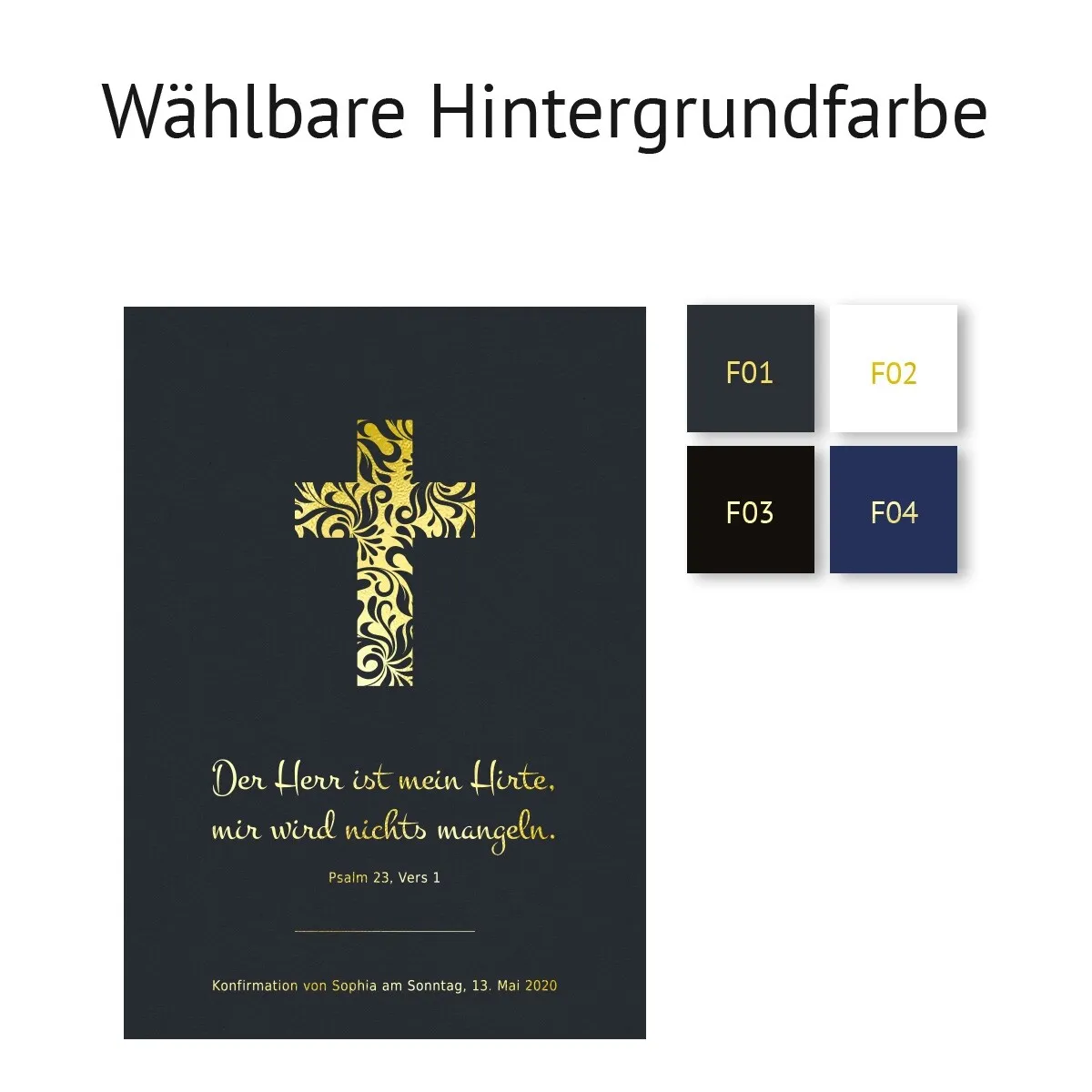 Personalisiertes Kunstdruck Poster mit Heißfolienprägung - Blumenkreuz