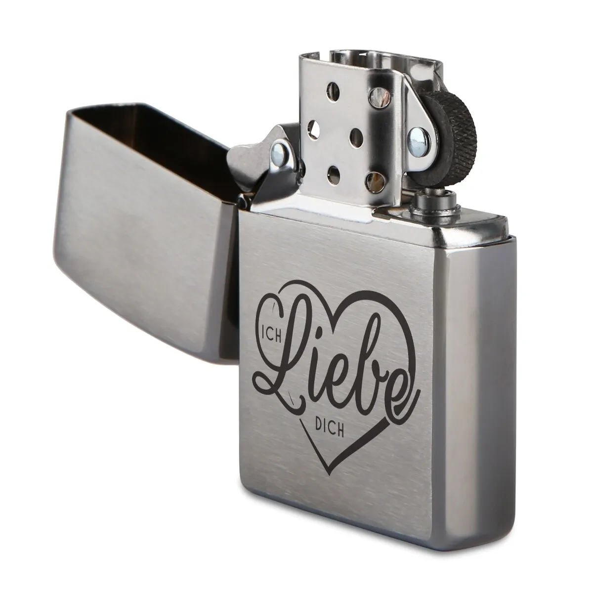 Zippo Sturmfeuerzeug Chrom - Herz Ich Liebe Dich