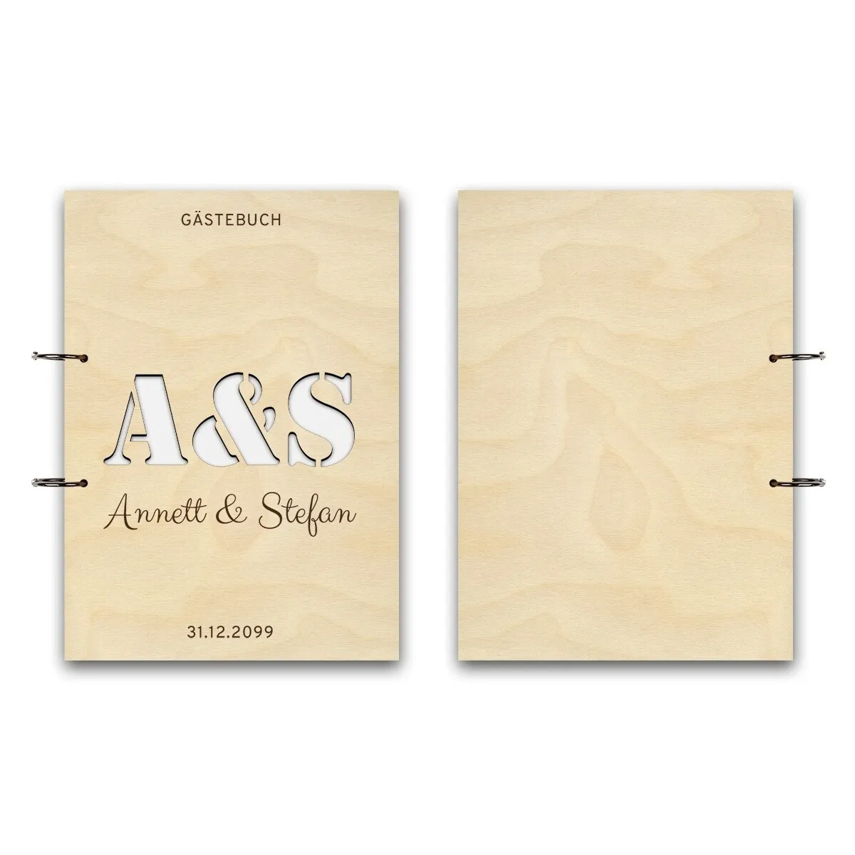 Personalisiertes Hochzeit Gästebuch A4 - Initialen als Stanze