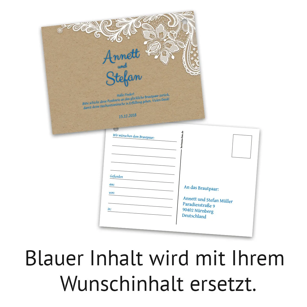 Hochzeit Ballonkarten - Rustikal Kraftpapier