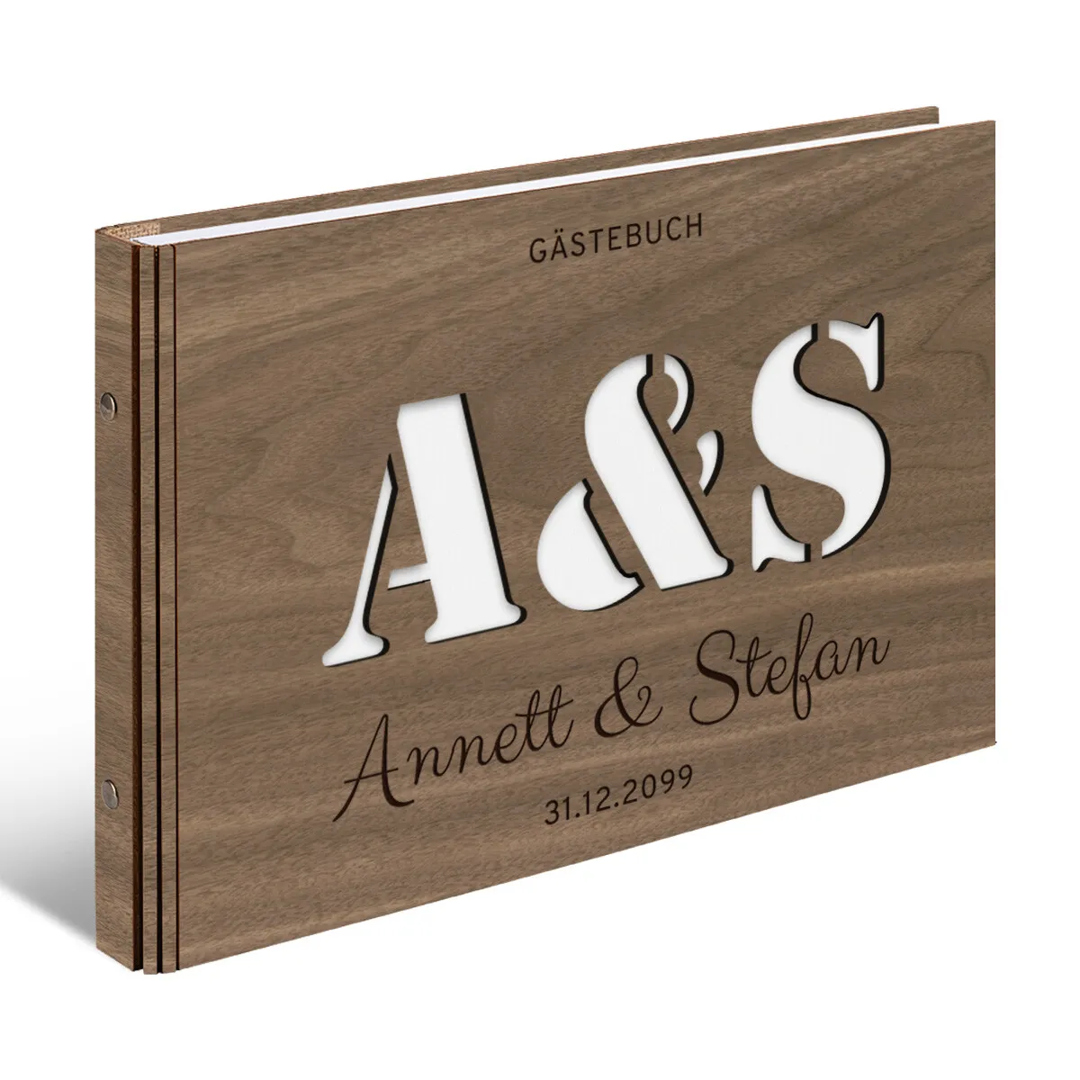 Personalisiertes Hochzeit Gästebuch A4 - Initialen als Stanze