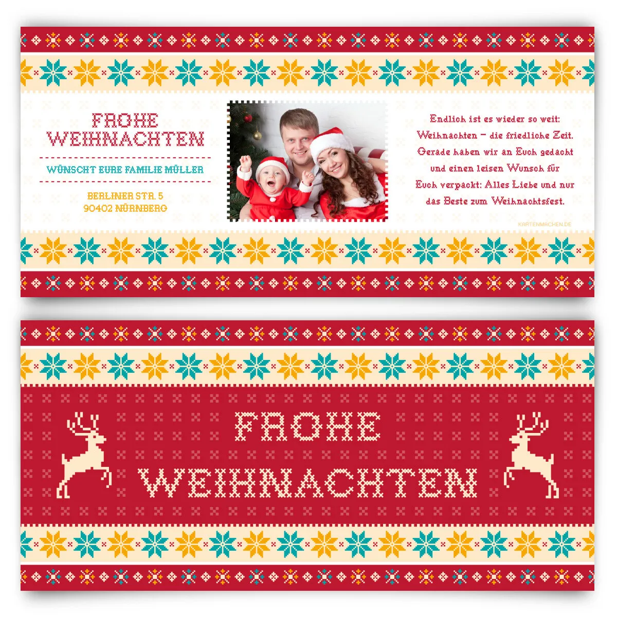 Weihnachtskarten - Weihnachtspullover in Rot