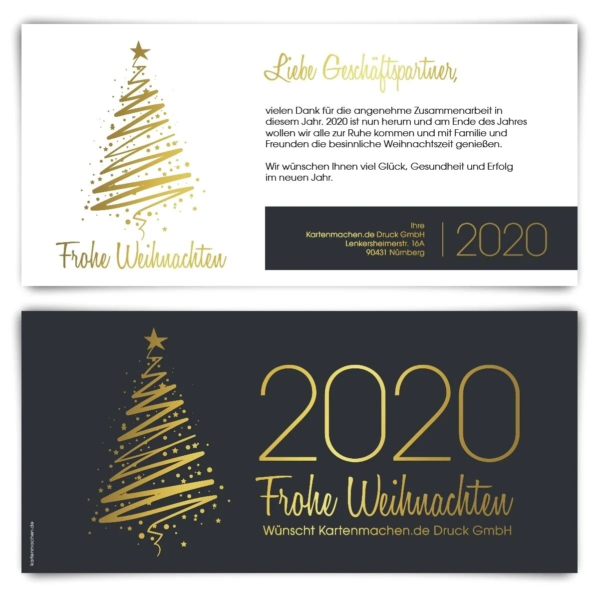 Firmen Weihnachtskarten mit Gold Heißfolienprägung - Elegante Weihnacht