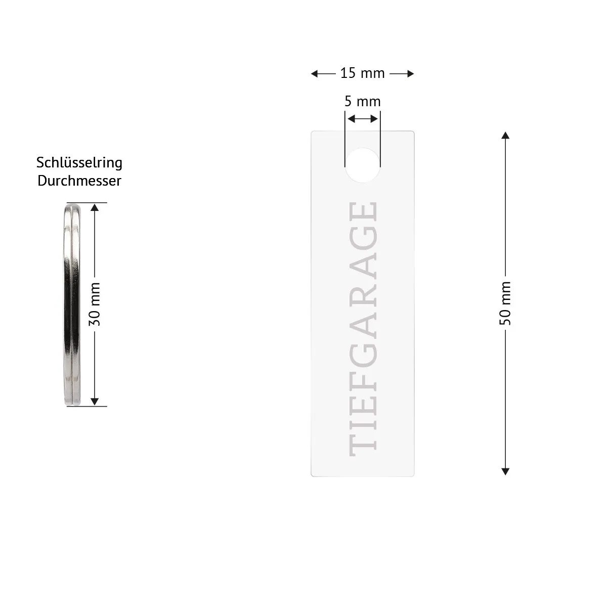 Acrylglas Stick Schlüsselanhänger - Tiefgarage