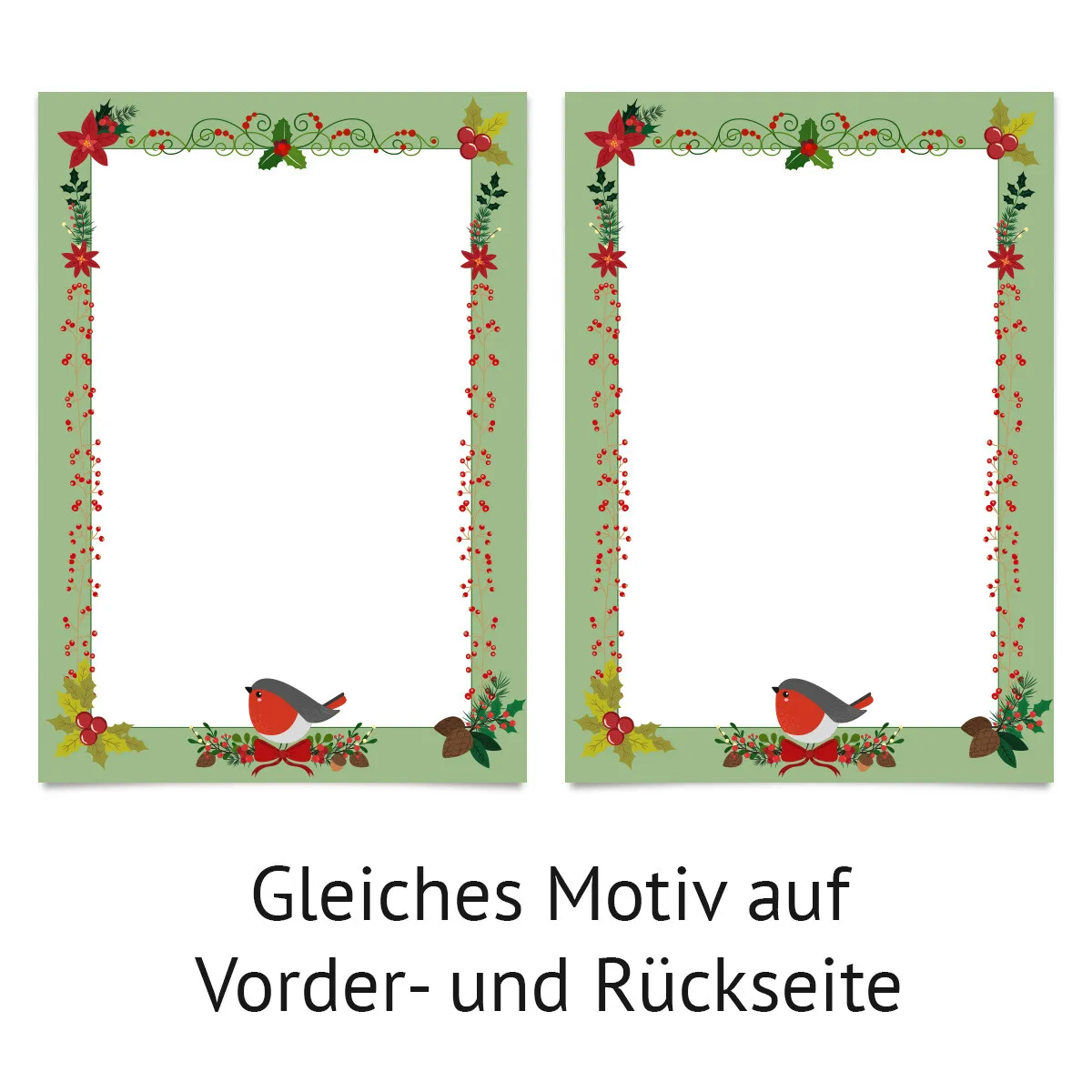 Briefpapier Weihnachten - Rotkehlchen