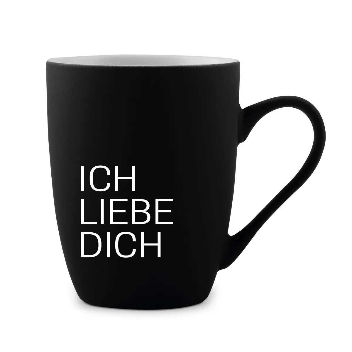 Tasse 300 ml Keramik gummiert Schwarz - Ich Liebe Dich Schlicht