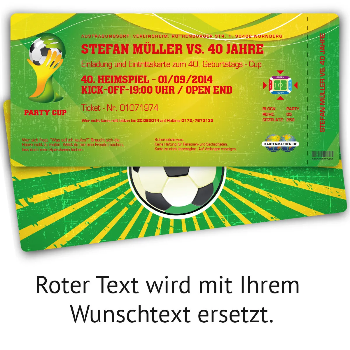 Einladung als Fussballticket - Brazil