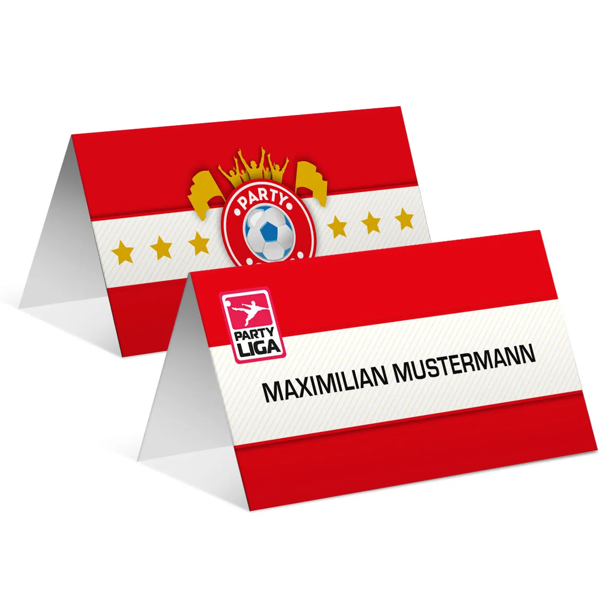 Tischkarten zum Geburtstag - Fussballticket Design in Rot