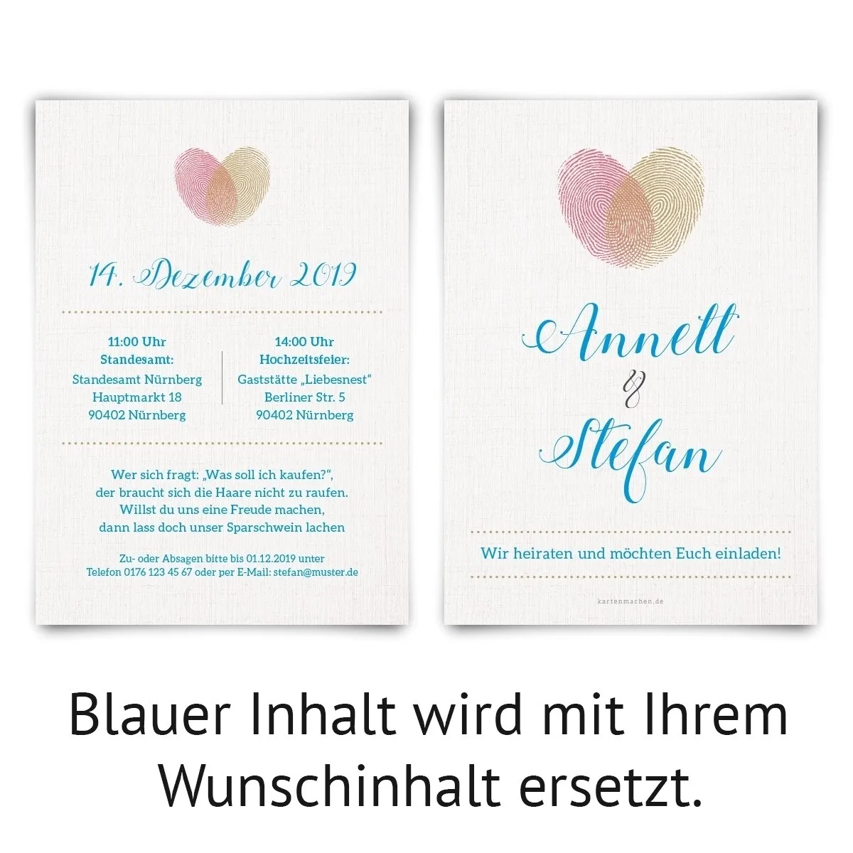 Hochzeitseinladungen - Fingeradrücke