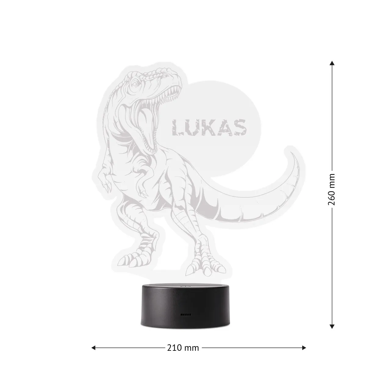 Acrylglasschild LED-Lampe personalisiert - T-Rex