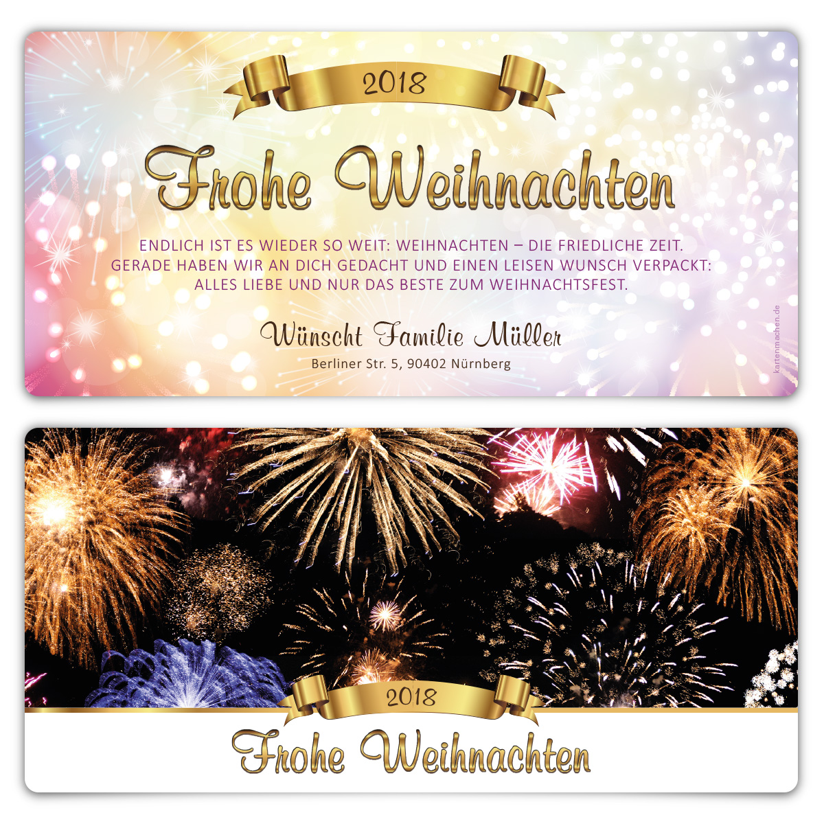 Private Weihnachtskarten - Silvester Feuerwerk