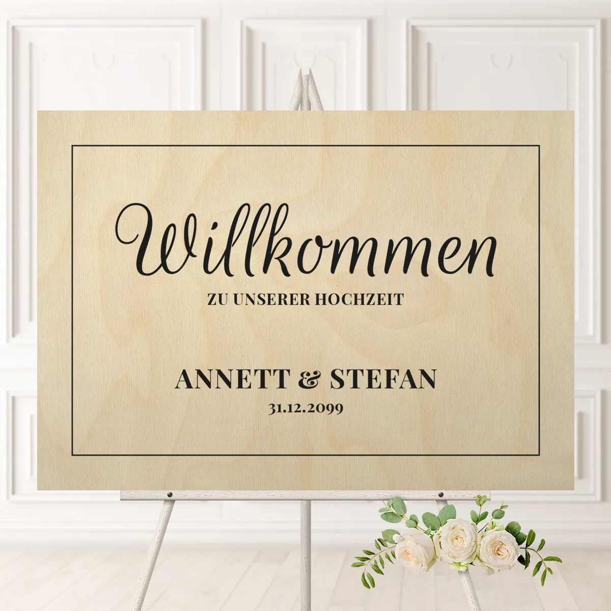 Personalisiertes Willkommensschild zur Hochzeit Birkensperrholz - Hochzeitsrahmen