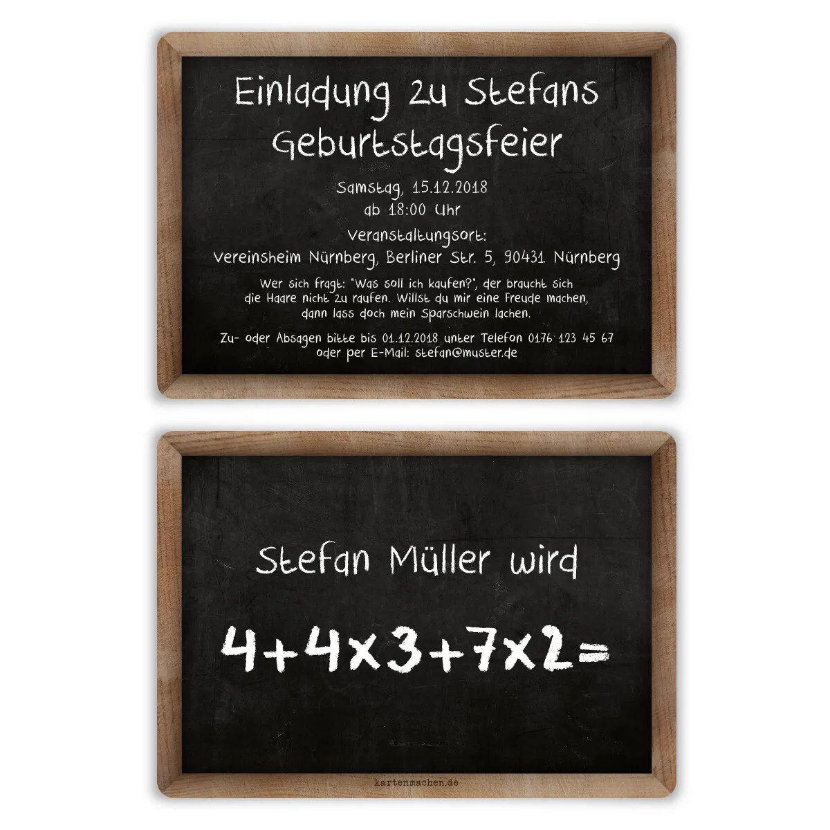 Einladungen runder Geburtstag 30 Jahre - Rechenaufgabe