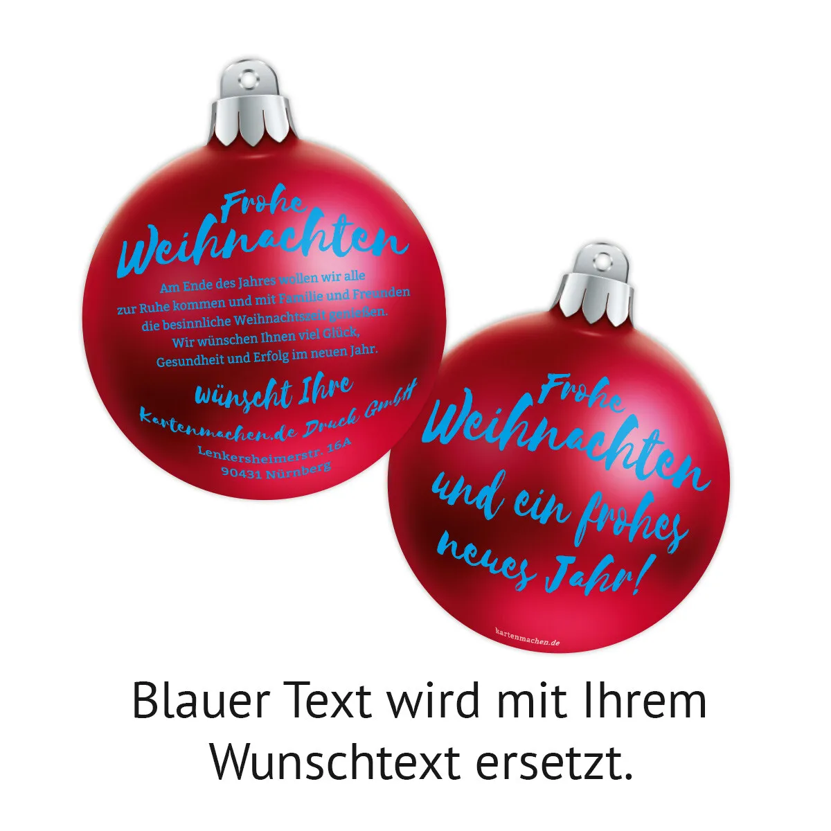 Lasergeschnittene Firmen Weihnachtskarten - Weihnachtskugel Fotoreal in Rot