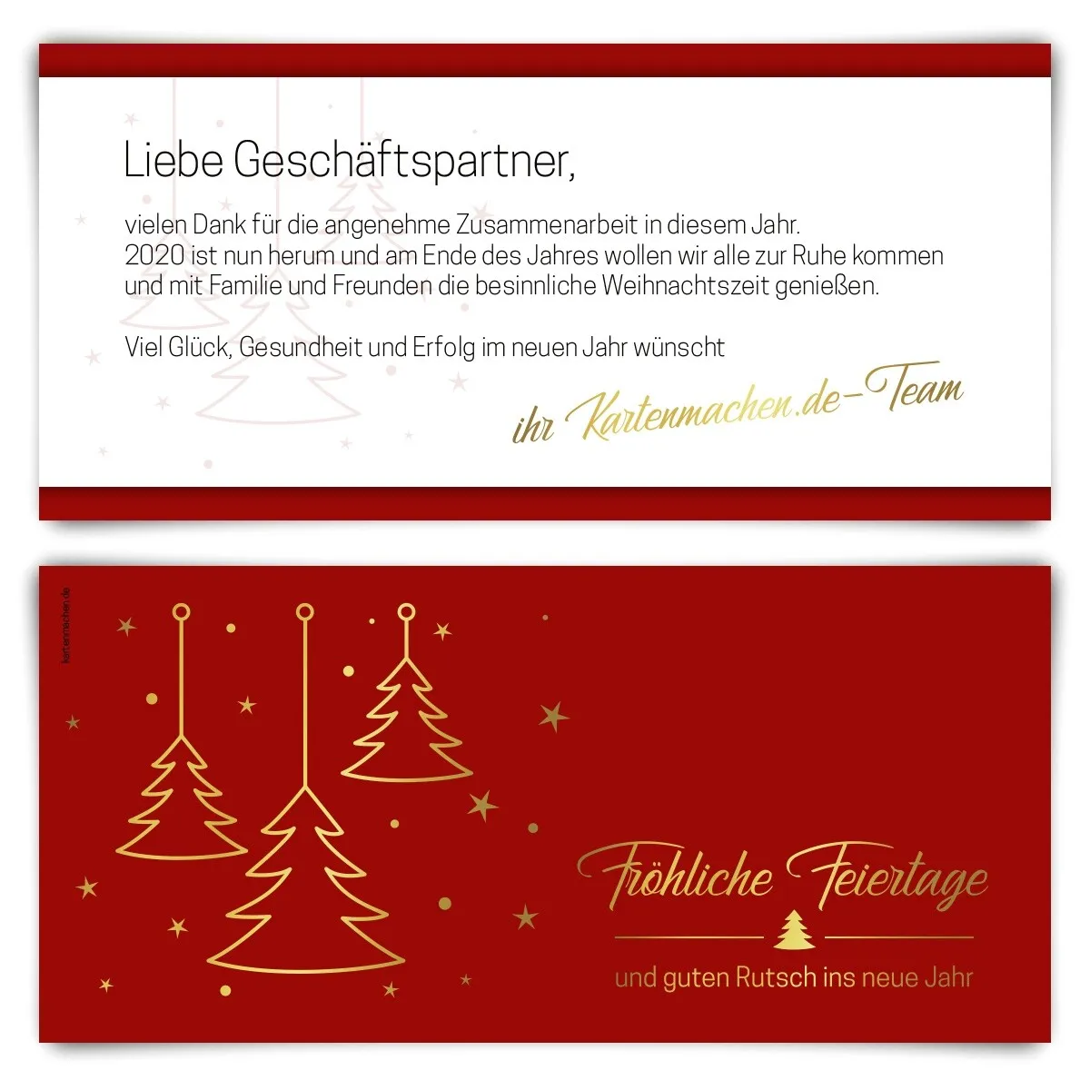 Firmen Weihnachtskarten mit Gold Heißfolienprägung - Tannenglück