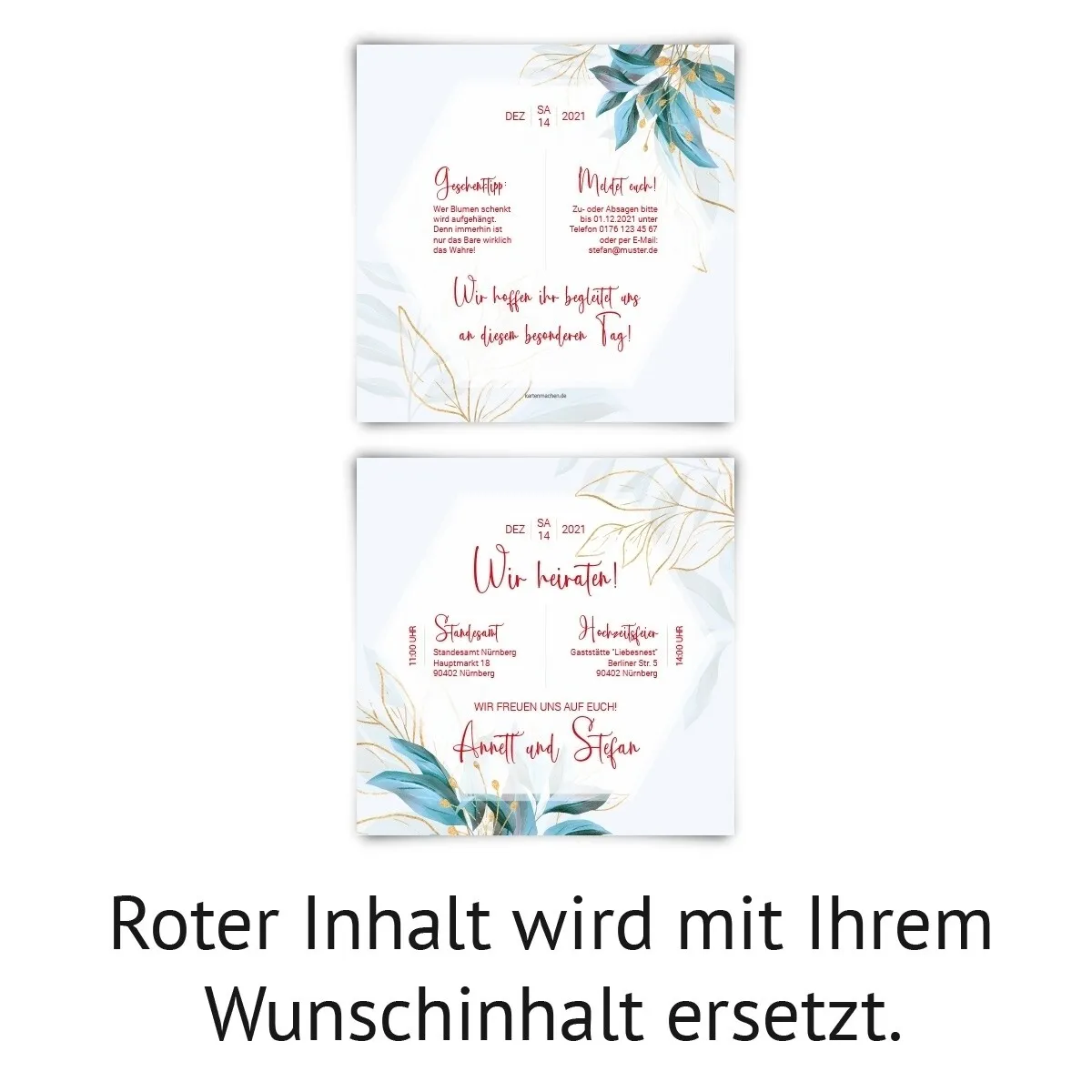 Hochzeitseinladungen - Blaue Blüten