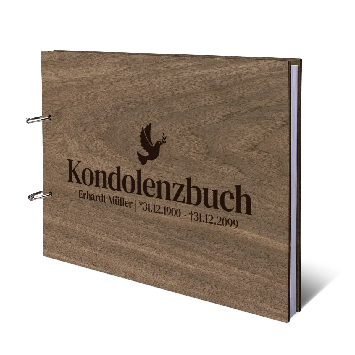 Personalisiertes Kondolenzbuch A4 - Friedenstaube