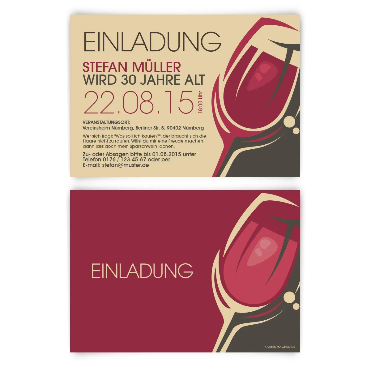 Einladungskarten - Rotwein