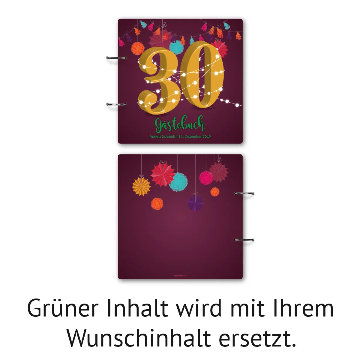 Personalisiertes Geburtstag Gästebuch 30 Jahre - Girlande