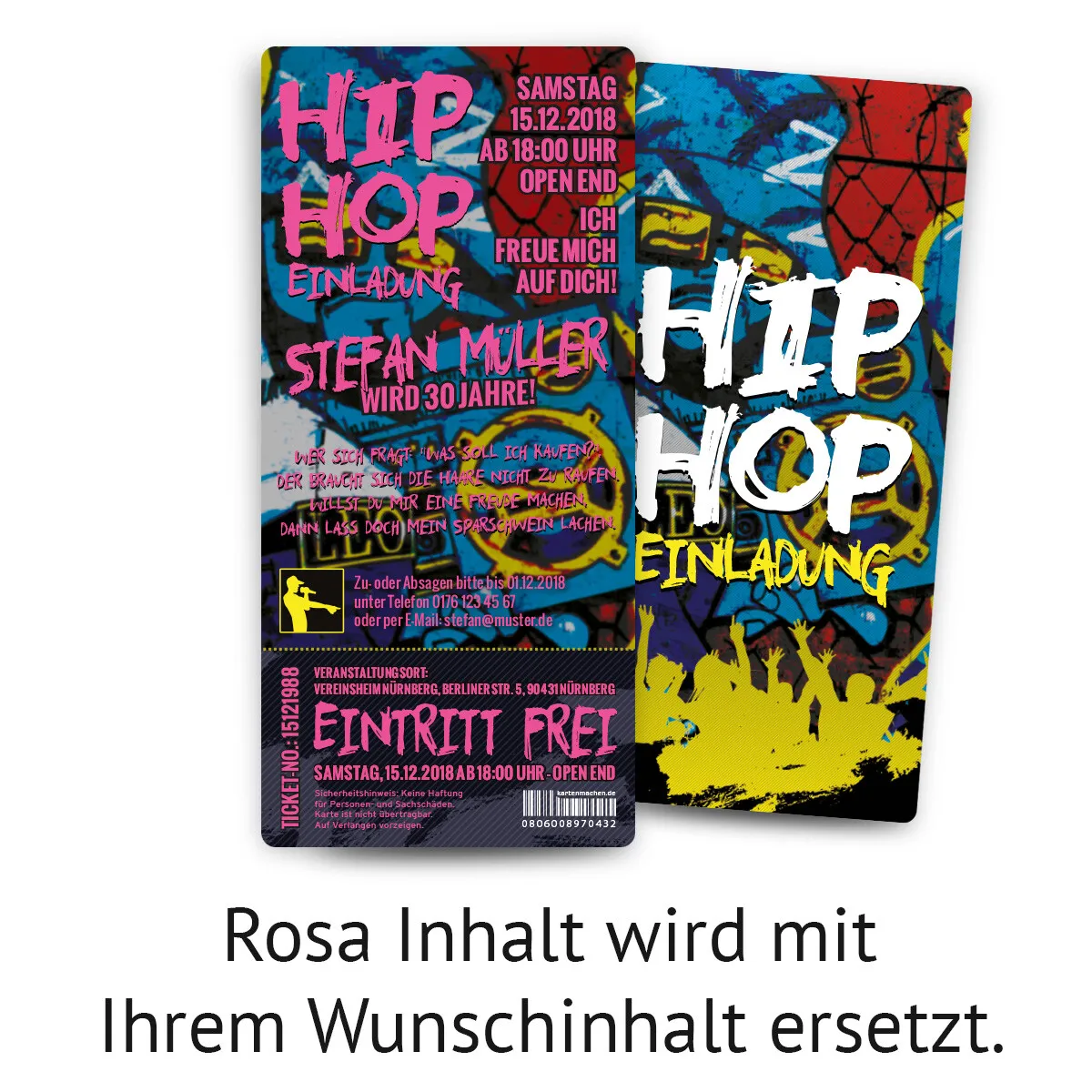 Geburtstag Einladung als Eintrittskarte - Old School Hip Hop