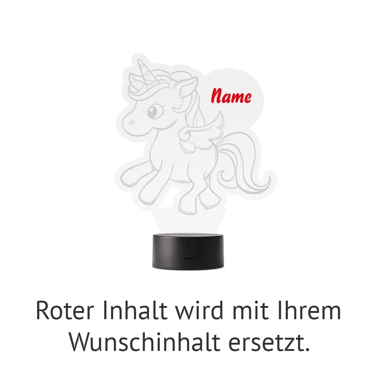 Acrylglasschild LED-Lampe personalisiert - Einhorn