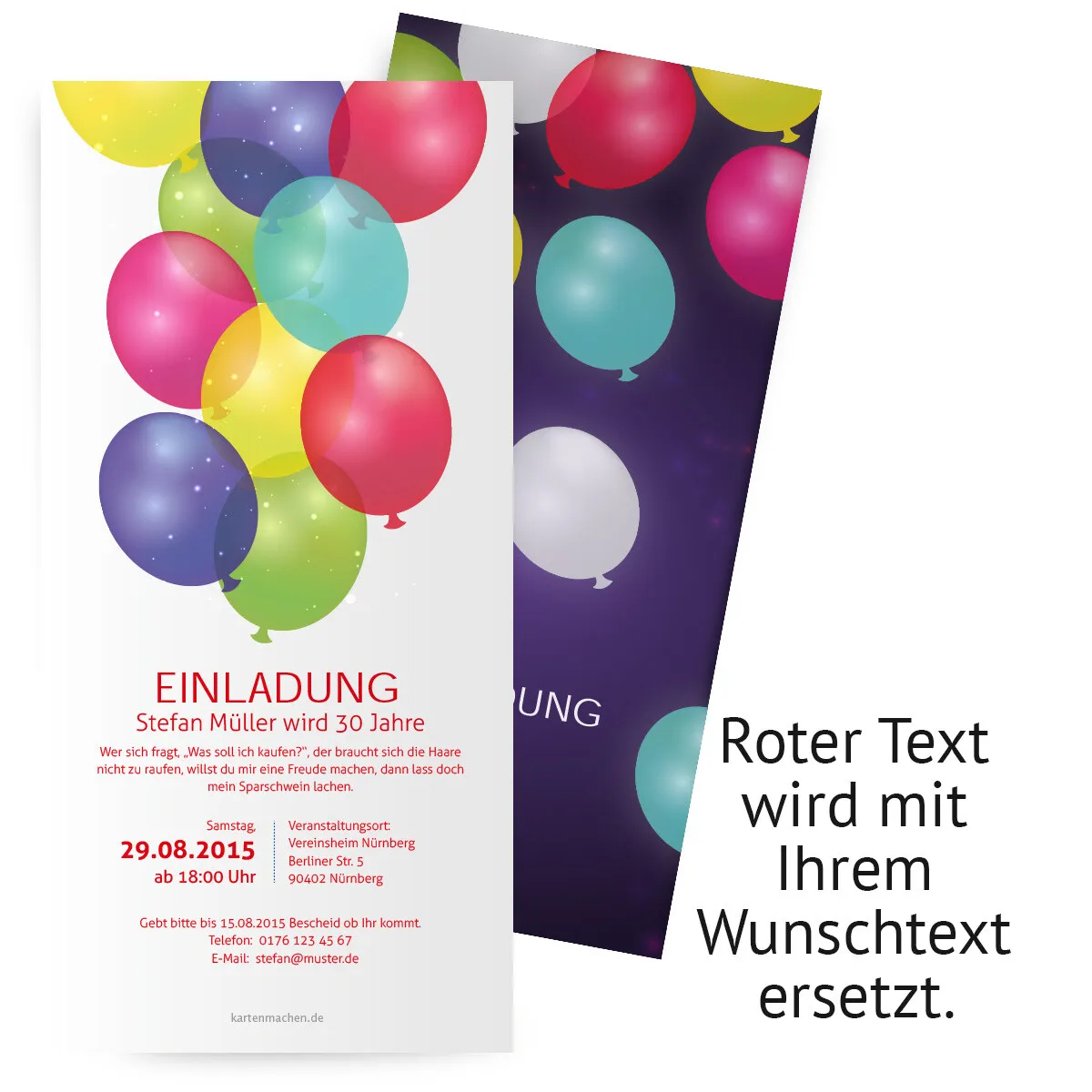 Einladungen zum Geburtstag - Ballons