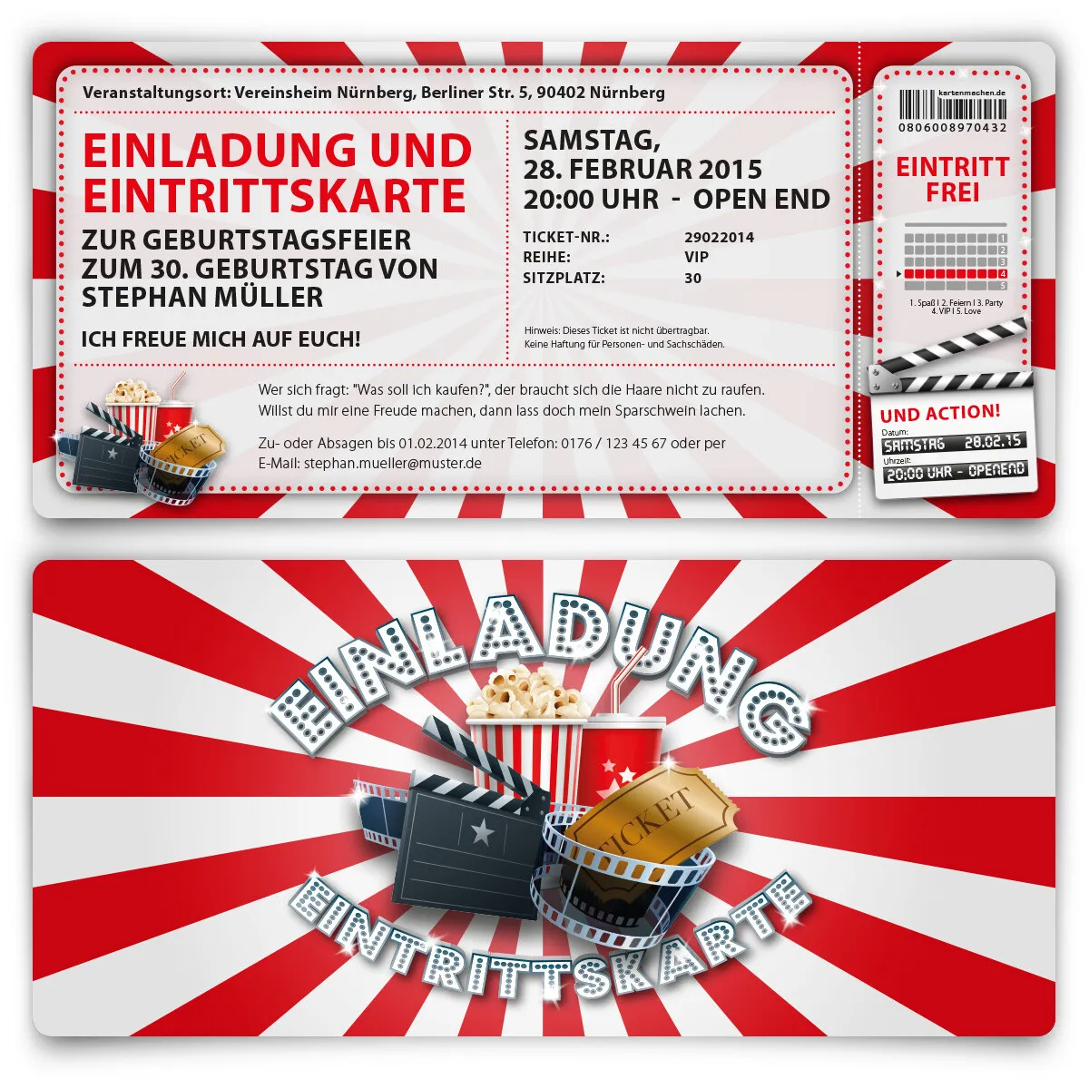 Einladungskarte als Eintrittskarte - Kino