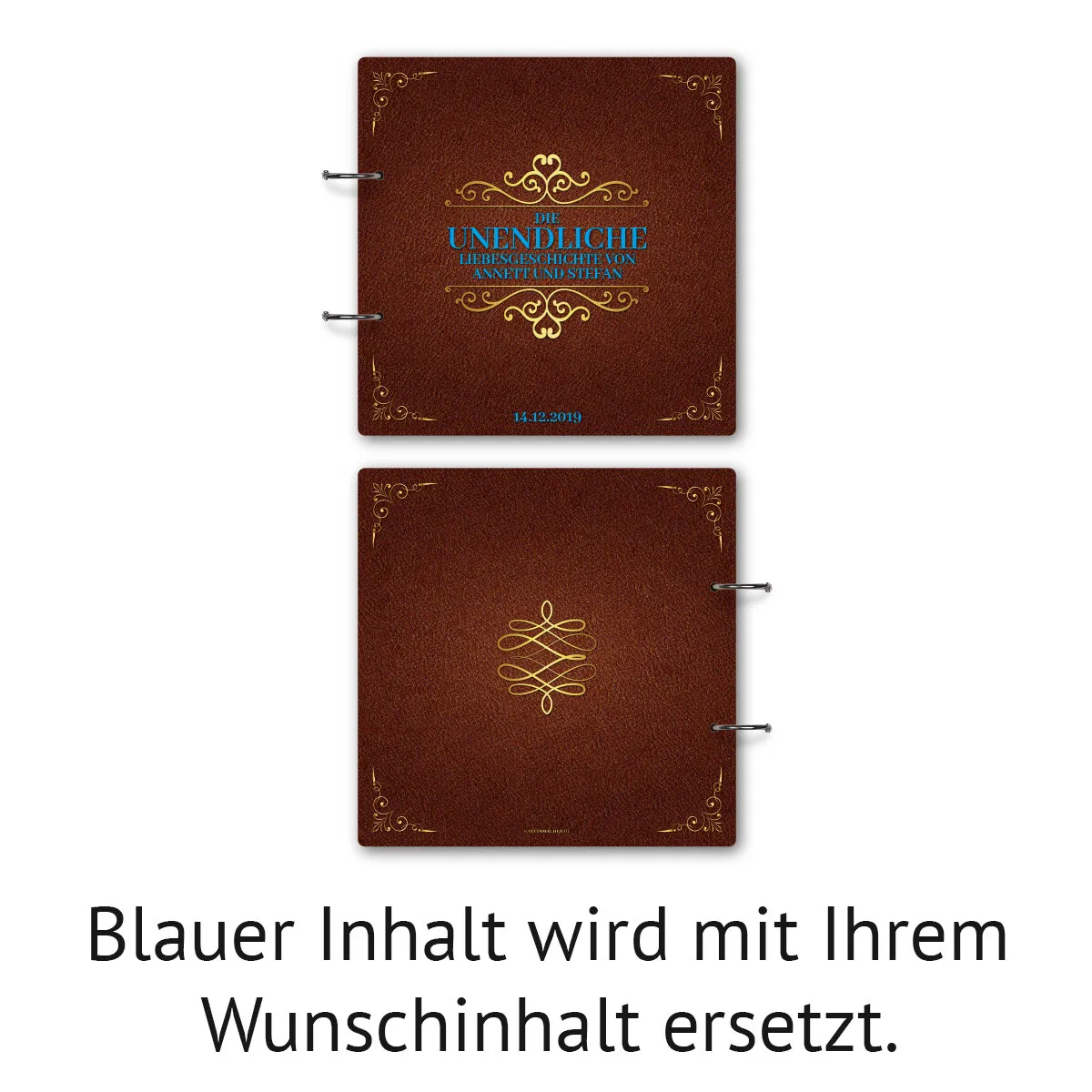 Personalisiertes Holzcover Hochzeit Gästebuch - Märchenbuch