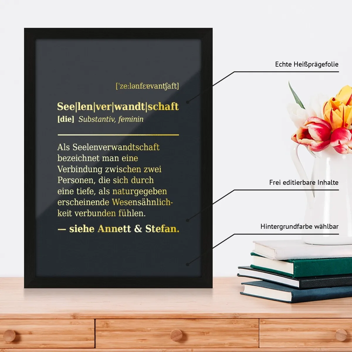 Personalisiertes Kunstdruck Poster mit Heißfolienprägung - Seelenverwandschaft